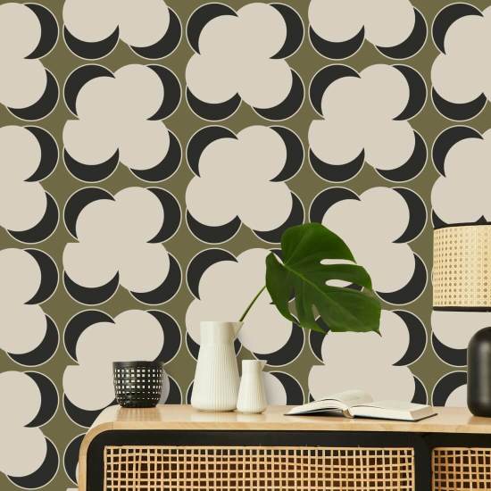 Offset Olive Linen Wallpaper