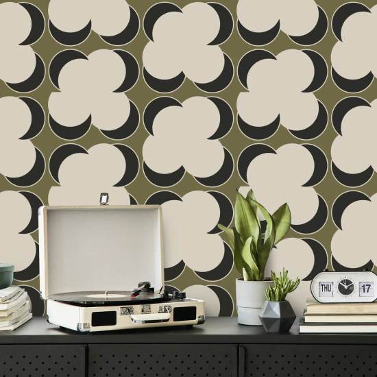 Offset Olive Linen Wallpaper