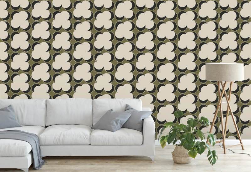 Offset Olive Linen Wallpaper