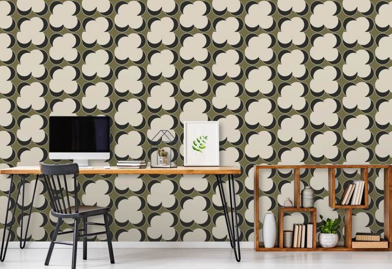 Offset Olive Linen Wallpaper