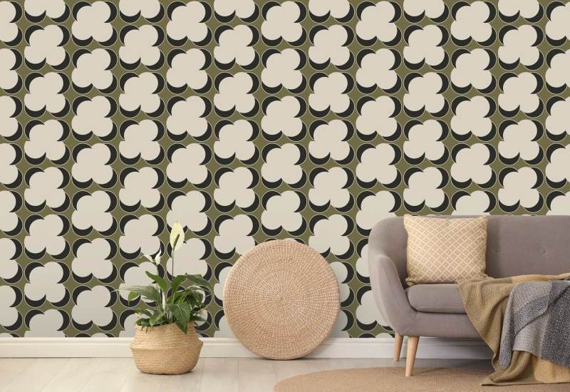 Offset Olive Linen Wallpaper
