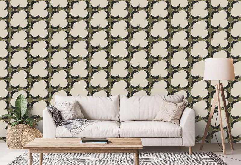 Offset Olive Linen Wallpaper