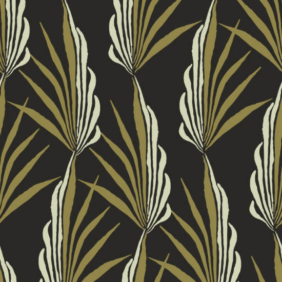 Palmeira Areca Papel de parede preto dourado