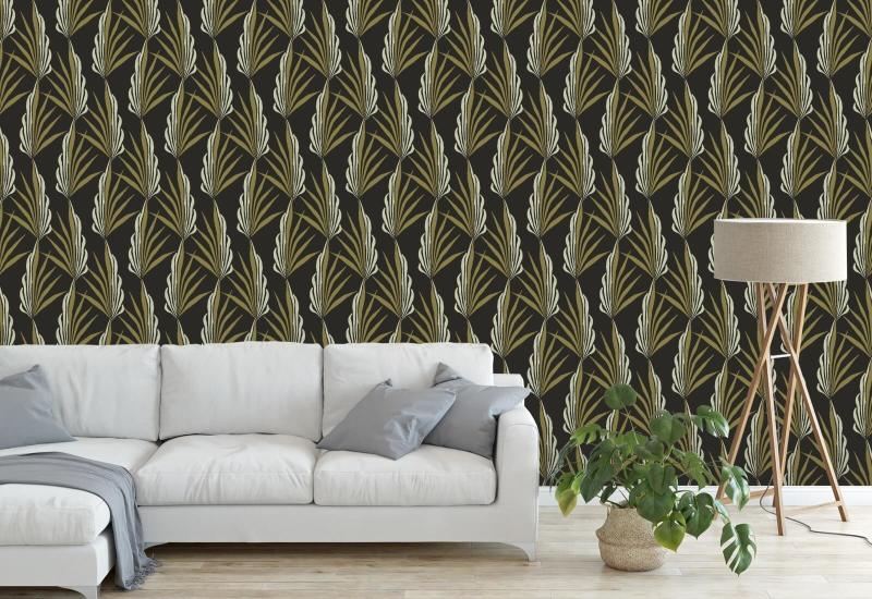 Areca-Palme Goldene schwarze Tapete
