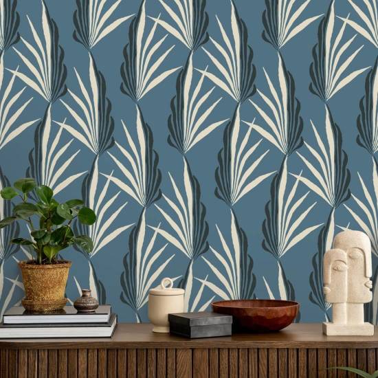 Areca-Palme Blaue Tapete am frühen Morgen