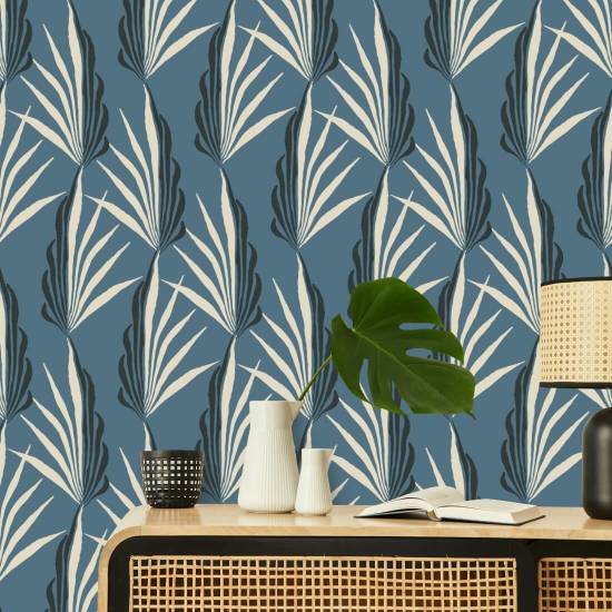 Areca Palm Tidig morgon blå tapet