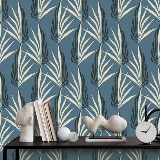 Palmier Areca Papier peint Early Morning Blue