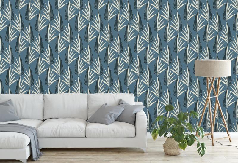 Palmeira Areca Papel de parede azul de manhã cedo