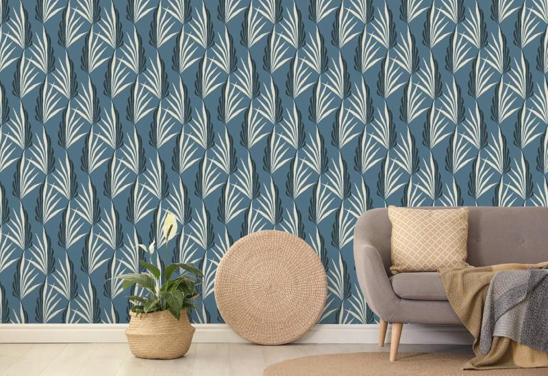 Areca-Palme Blaue Tapete am frühen Morgen