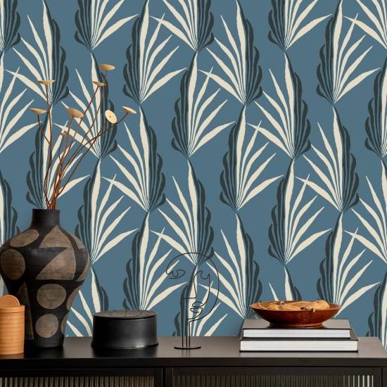 Palmeira Areca Papel de parede azul de manhã cedo