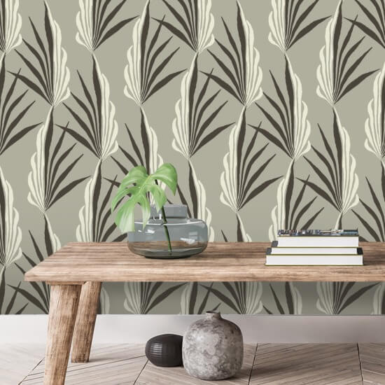 Areca Palm Warm Gray Wallpaper
