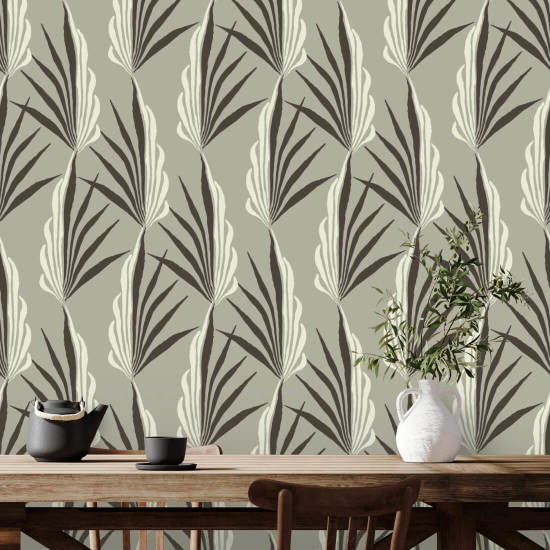 Areca Palm Warm Gray Wallpaper