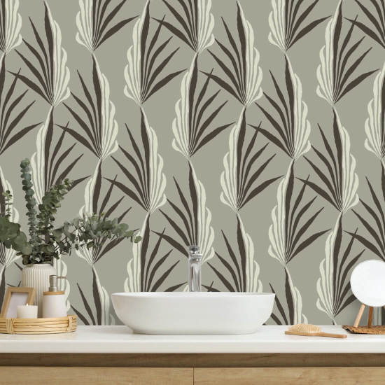 Areca Palm Varm grå tapet