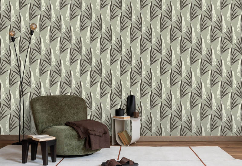 Palmier Areca Papier peint gris chaud