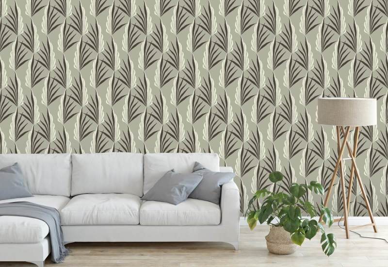 Areca Palm Warm Gray Wallpaper