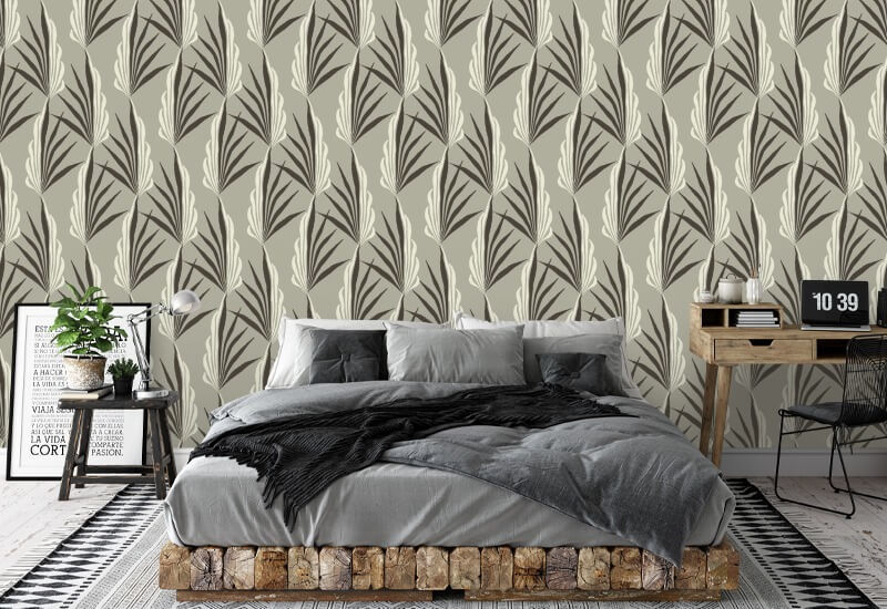 Areca Palm Warm Gray Wallpaper