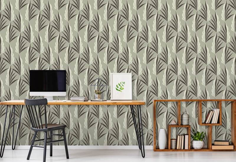 Areca-palm Warm grijs behang