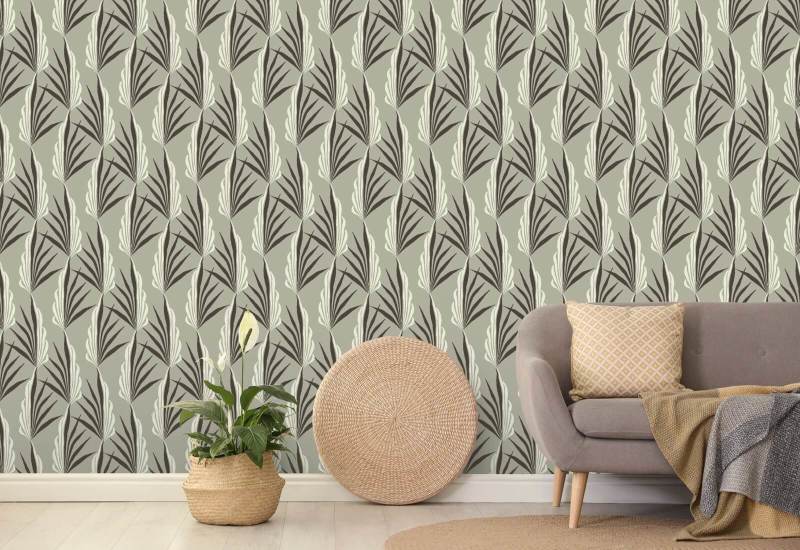 Areca Palm Warm Gray Wallpaper