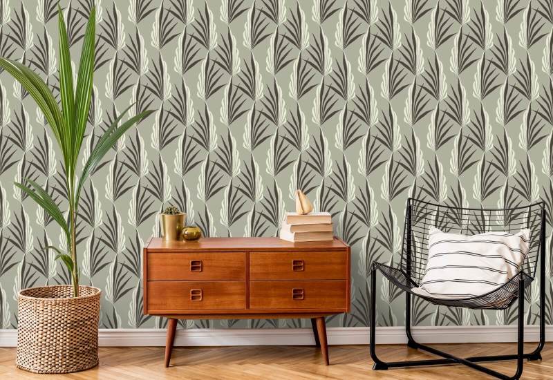 Areca Palm Warm Gray Wallpaper