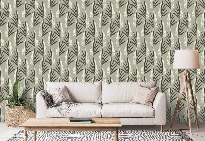 Areca-palm Warm grijs behang