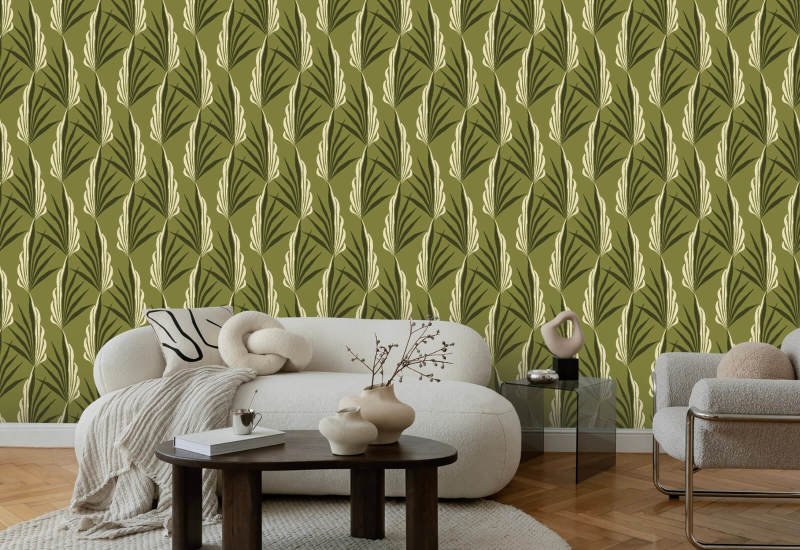 Palmier Areca Papier peint Light Olive