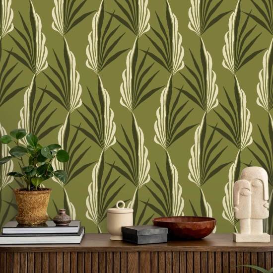 Areca palme Lys oliven tapet