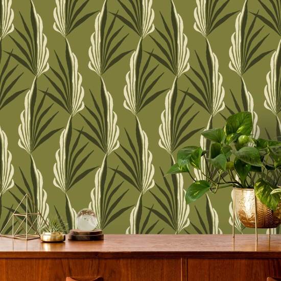 Areca palme Lys oliven tapet