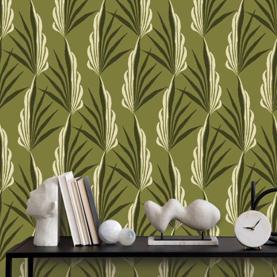 Palmier Areca Papier peint Light Olive