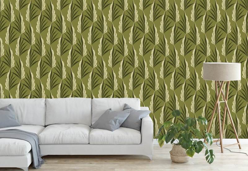 Palmier Areca Papier peint Light Olive