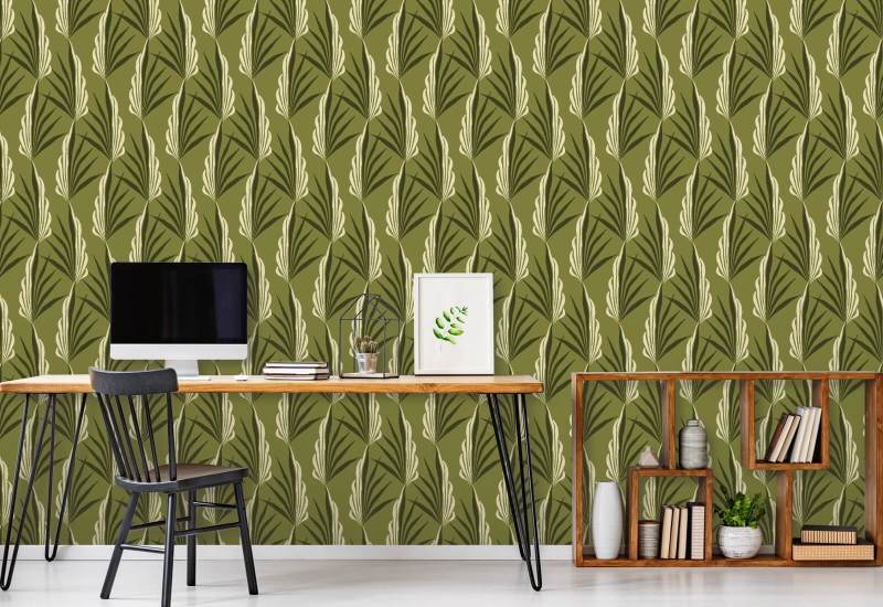Areca palme Lys oliven tapet