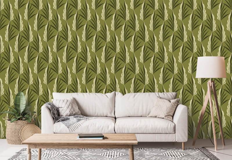 Palmier Areca Papier peint Light Olive