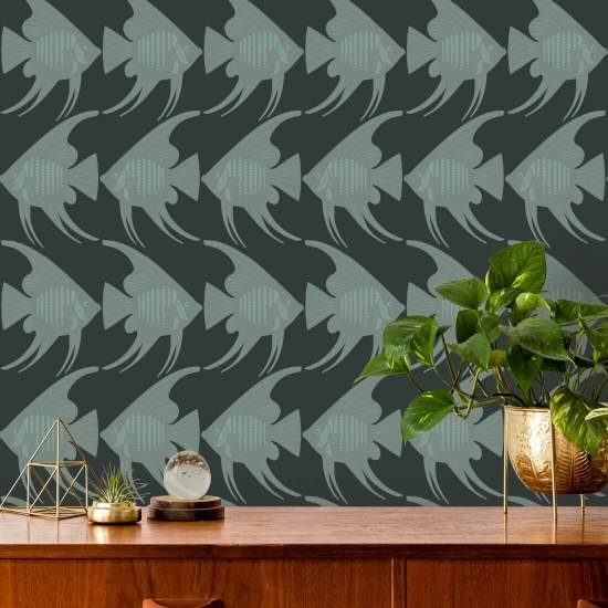 Engelsfisch Schwarze Tapete