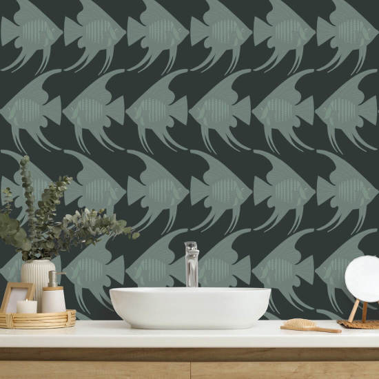 Engelvis Zwart behang