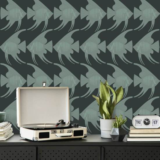 Pesce angelo Carta da parati nera