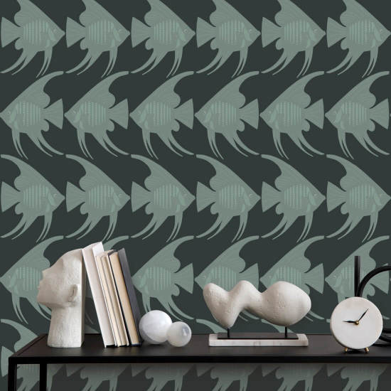 Peixe anjo Papel de parede preto