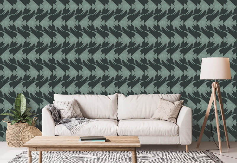 Engelvis Zwart behang