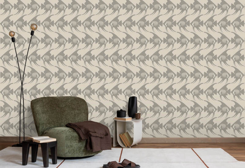 Angel Fish Taupe Wallpaper