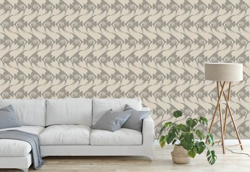 Poisson-ange Papier peint Taupe