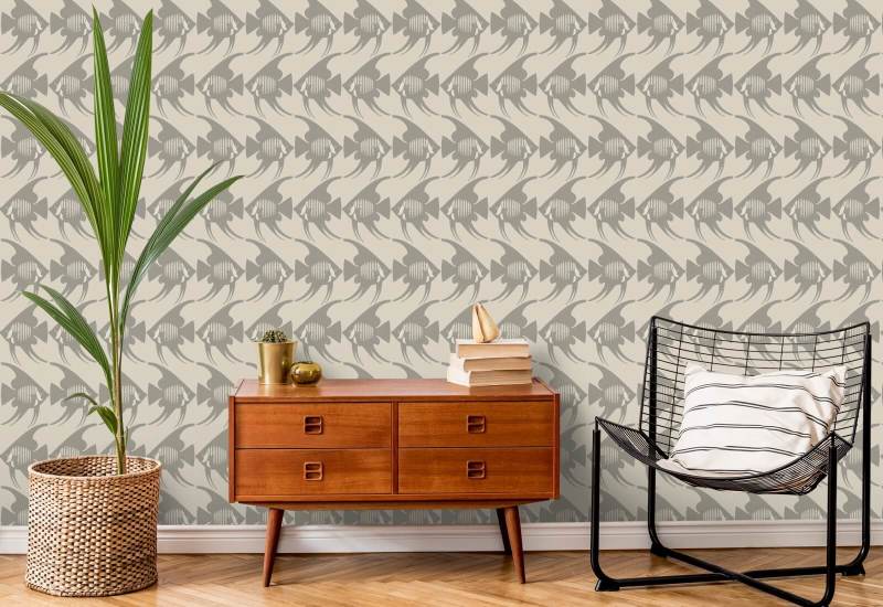 Angel Fish Taupe Wallpaper