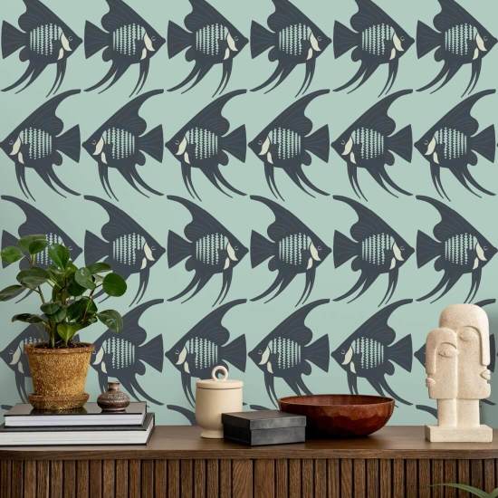 Angel Fish Turquoise Wallpaper