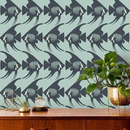 Peixe anjo Papel de parede turquesa