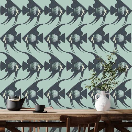 Poisson-ange Papier peint Turquoise