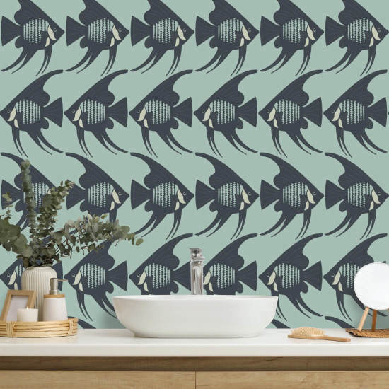 Peixe anjo Papel de parede turquesa