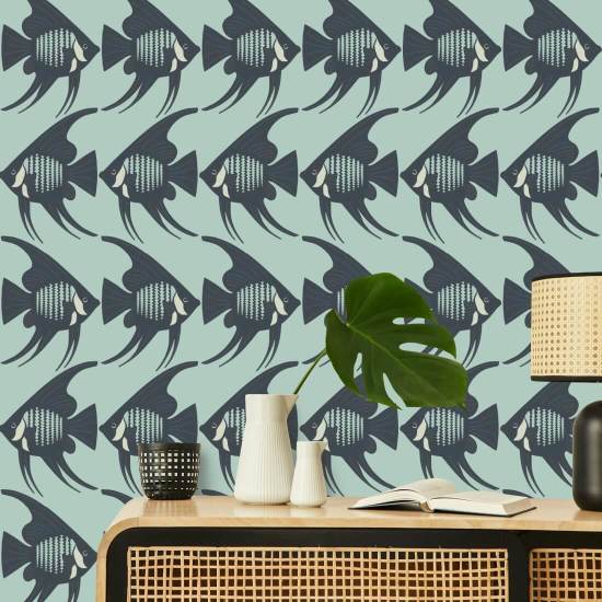 Peixe anjo Papel de parede turquesa