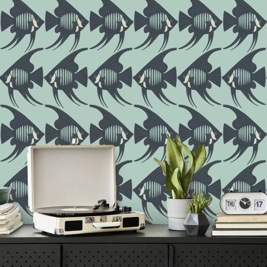 Poisson-ange Papier peint Turquoise