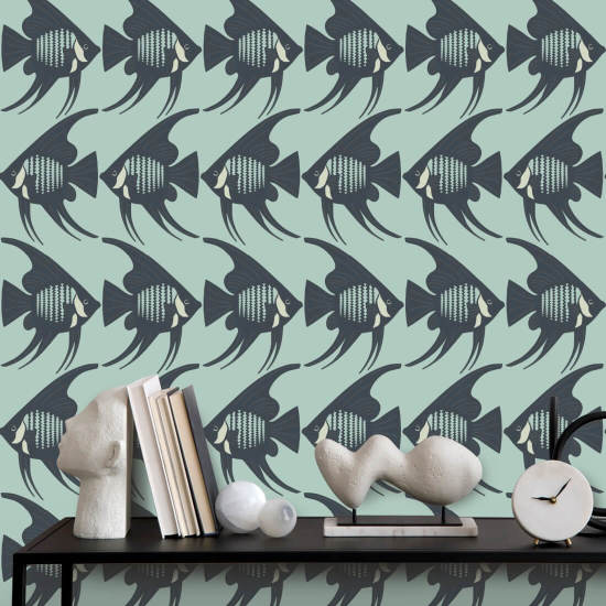 Angel Fish Turquoise Wallpaper