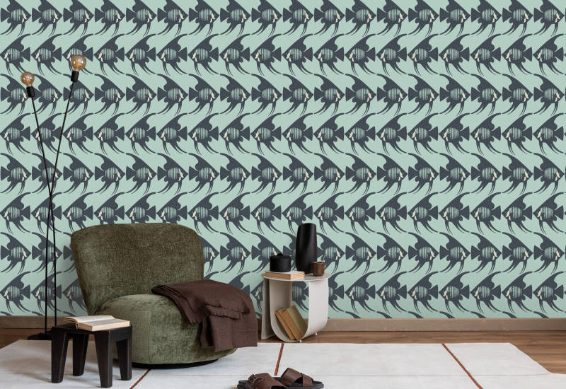 Poisson-ange Papier peint Turquoise