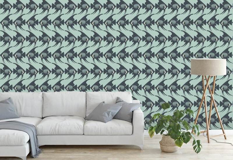 Poisson-ange Papier peint Turquoise