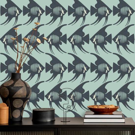 Angel Fish Turquoise Wallpaper