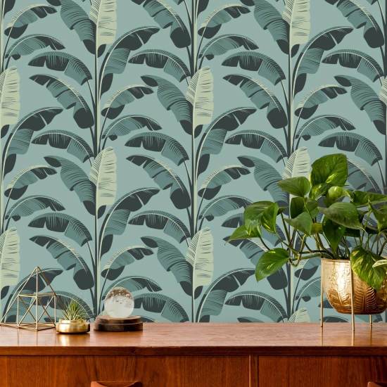 Banana Leaf Blue Wallpaper